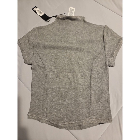 Oner Active Women's Charcoal Mellow Rib Mid Mock Neck T-Shirt Size XS - Picture 3 of 3